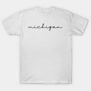 michigan black cursive script T-Shirt
